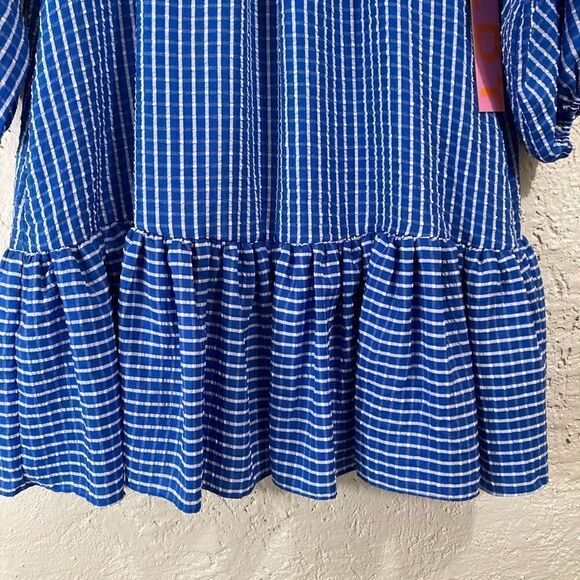 NWT LDT Blue and White Checkered Shift Dress - Picture 8 of 11